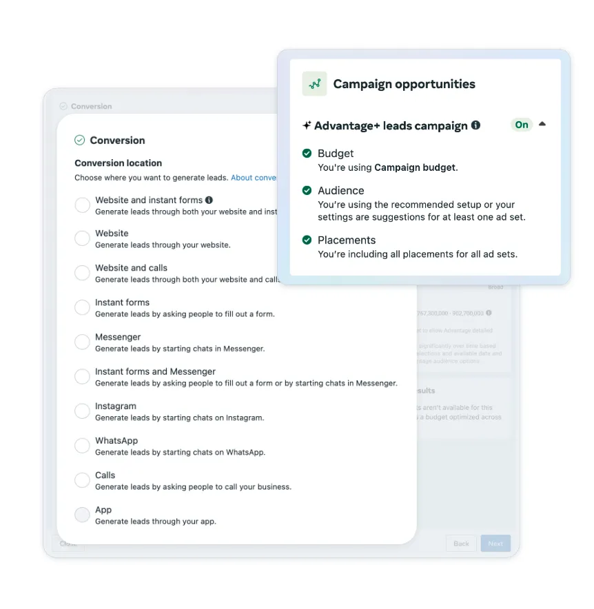 Meta Advantage+ leads kampaņa