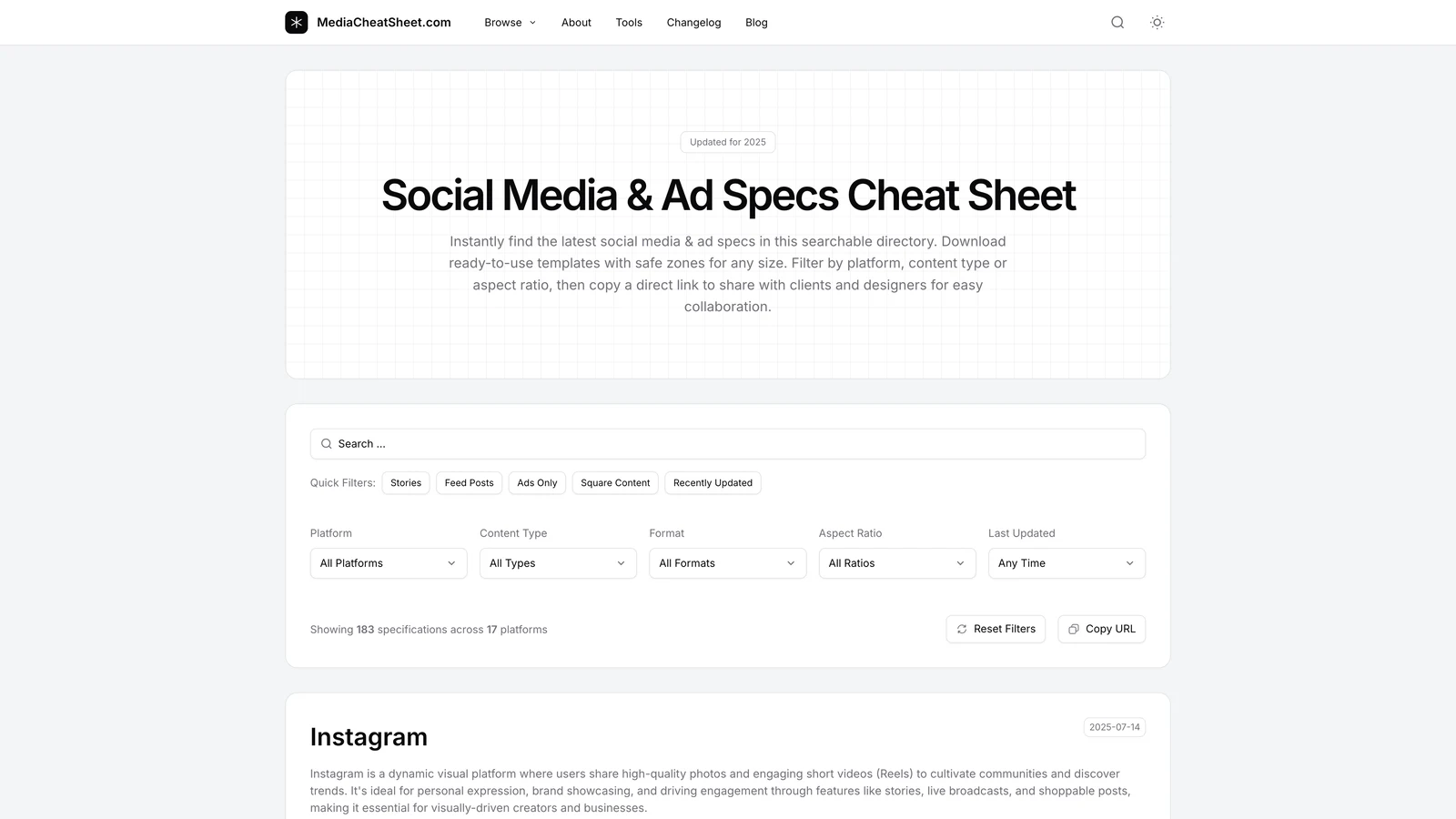 Media Cheat Sheet — 1
