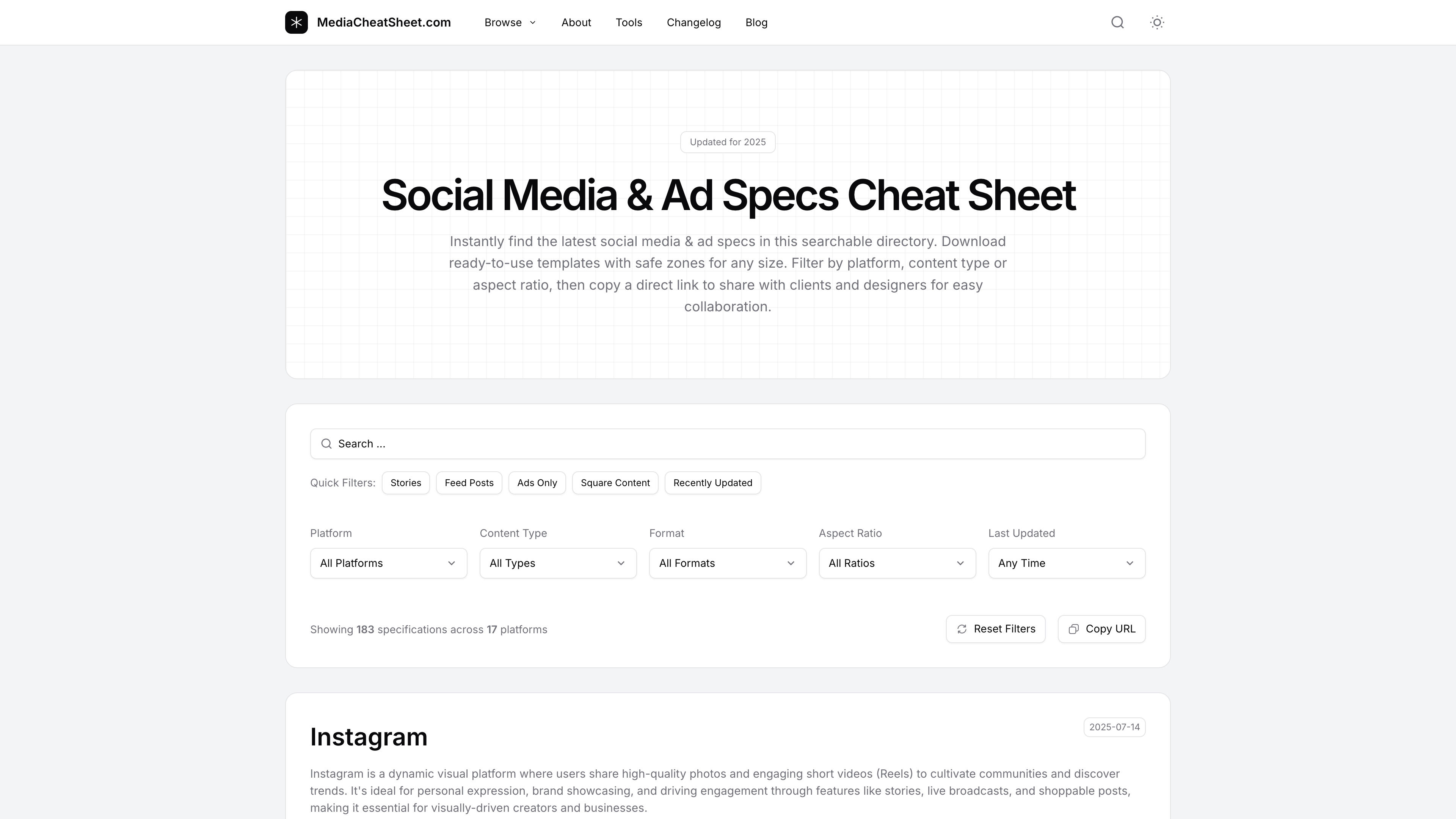 Media Cheat Sheet