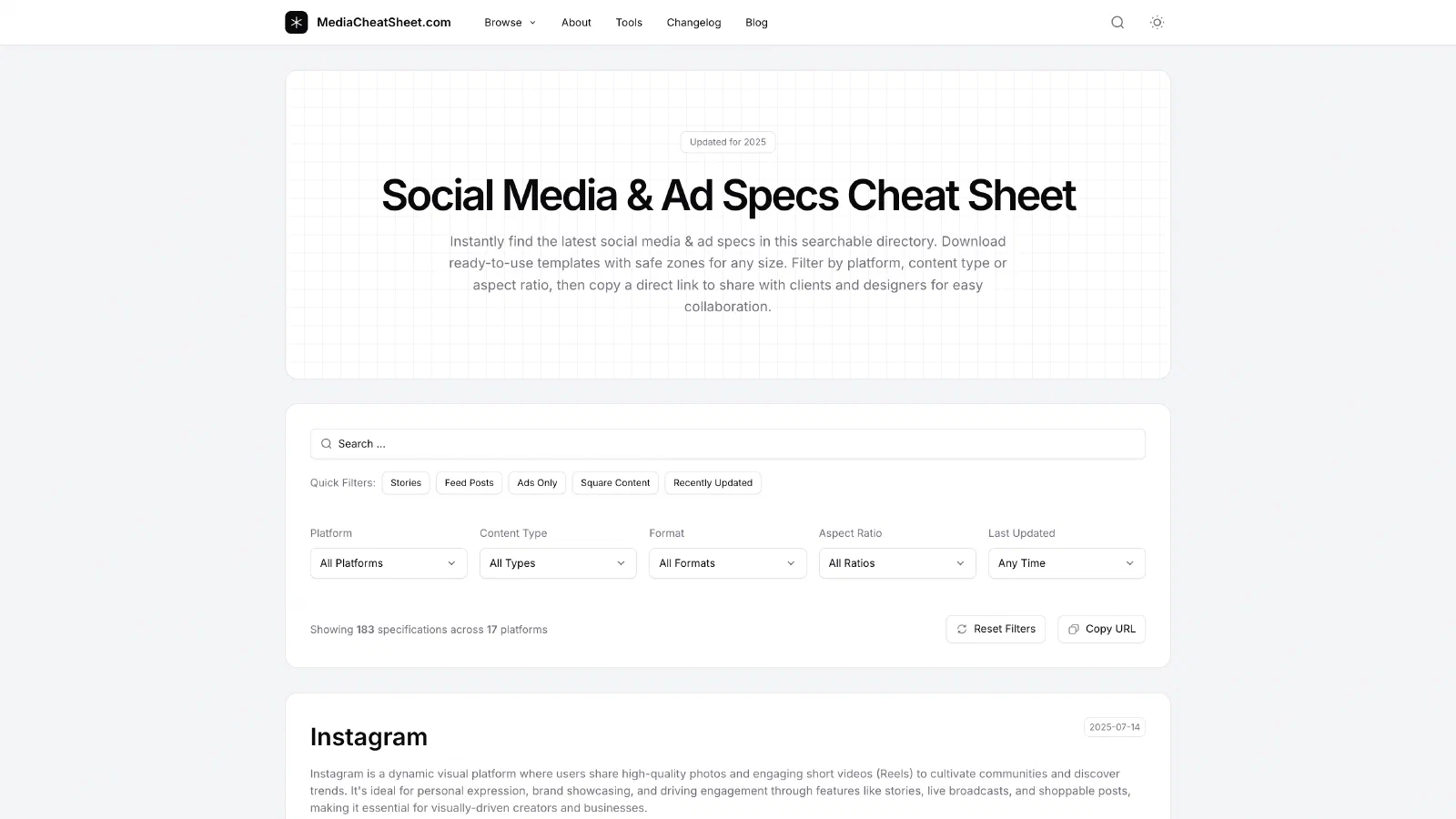Media Cheat Sheet