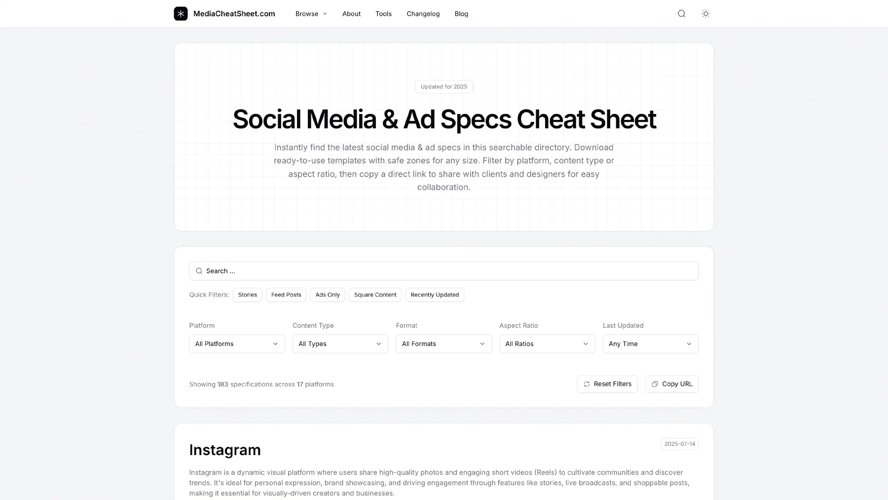 Media Cheat Sheet — 1