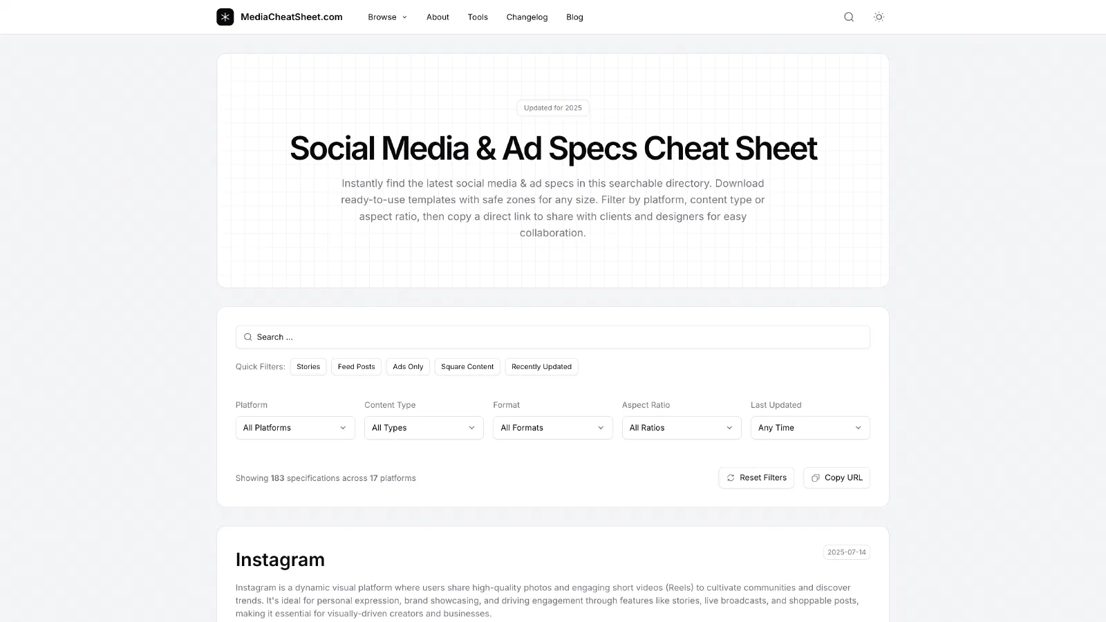 Media Cheat Sheet